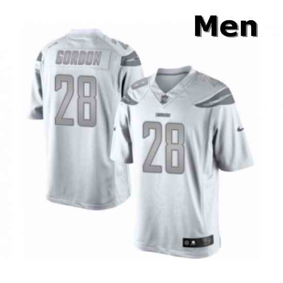Men Los Angeles Chargers 25 Melvin Gordon Limited White Platinum Football Jersey